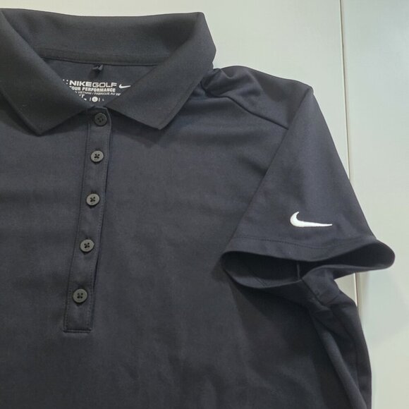 Nike Golf Polo Tour Performance Golf Polo Women L Black Dri Fit SS Stretch Sport - Picture 11 of 15